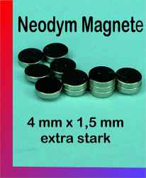 Magnet Rund NEODYM 4 x 1,5 mm 20er Set